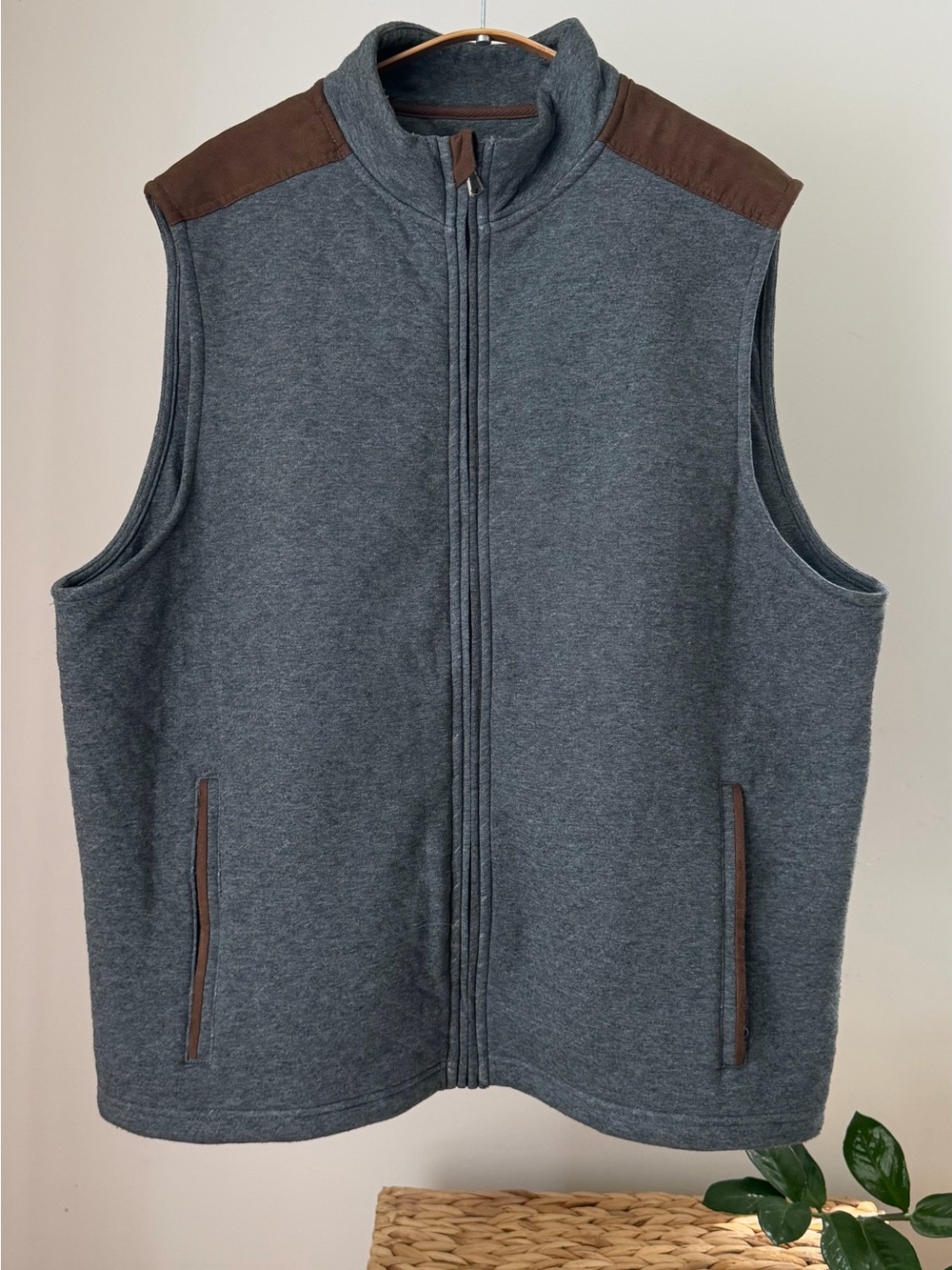 Men's BONOBOS Gray Quilted Lightweight Full-Zip Midtown Vest Jacket Size Large L